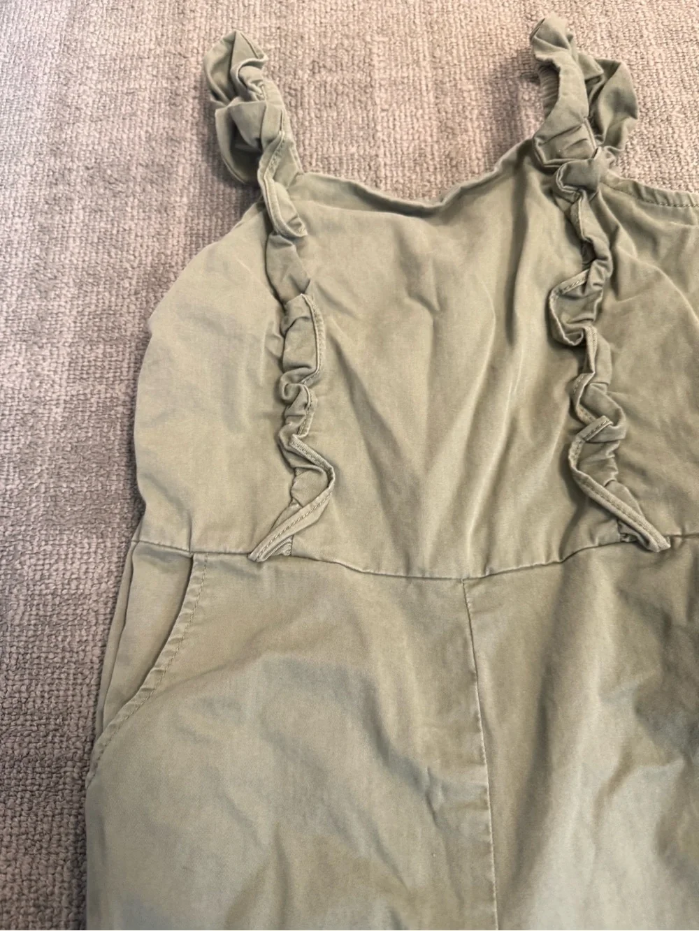 Ruffled Strap Olive Wide-Leg Jumpsuit girls M Gap Kids